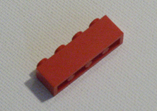 4 x 1 red Lego brick, Lego part number 3010