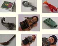 Harry Potter, minifigures, parts, accessories, wands, owl, snake, spider, scorpion, decal bricks, tiles
