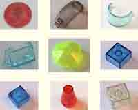 Translucent Lego parts, all colours and types