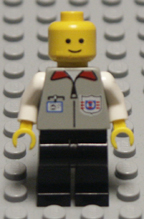 Lego minifigure grey bodied, grey hips, light grey legs.