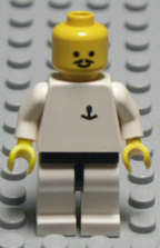 Lego minifigure white body, black legs.