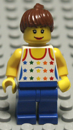 Lego minifigure white and blue.